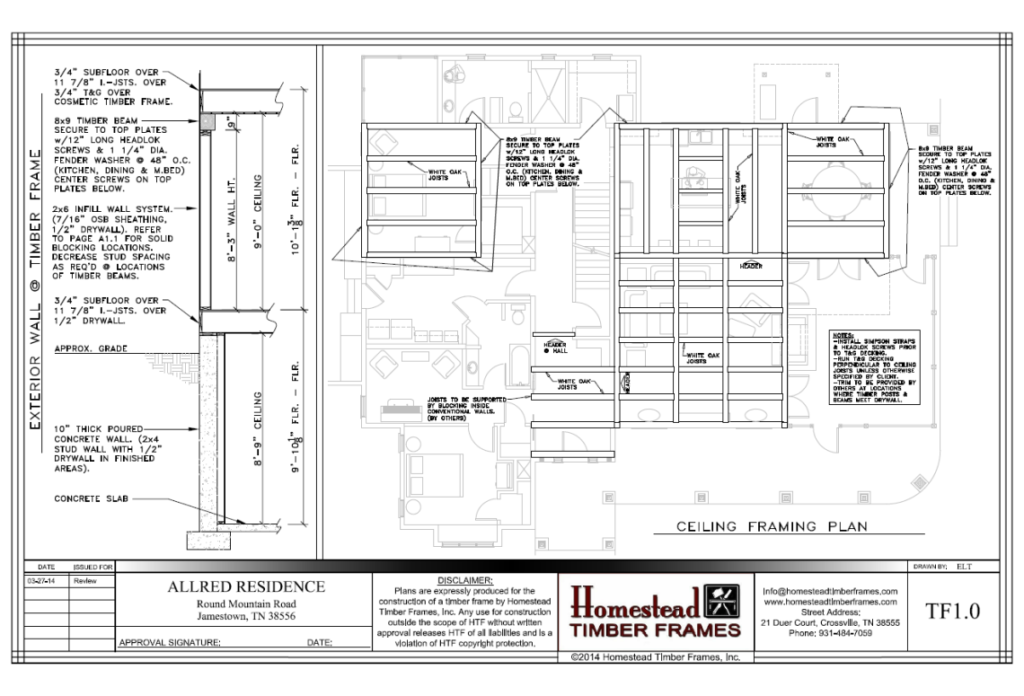 Ceiling framing plan for custom timber frame home build