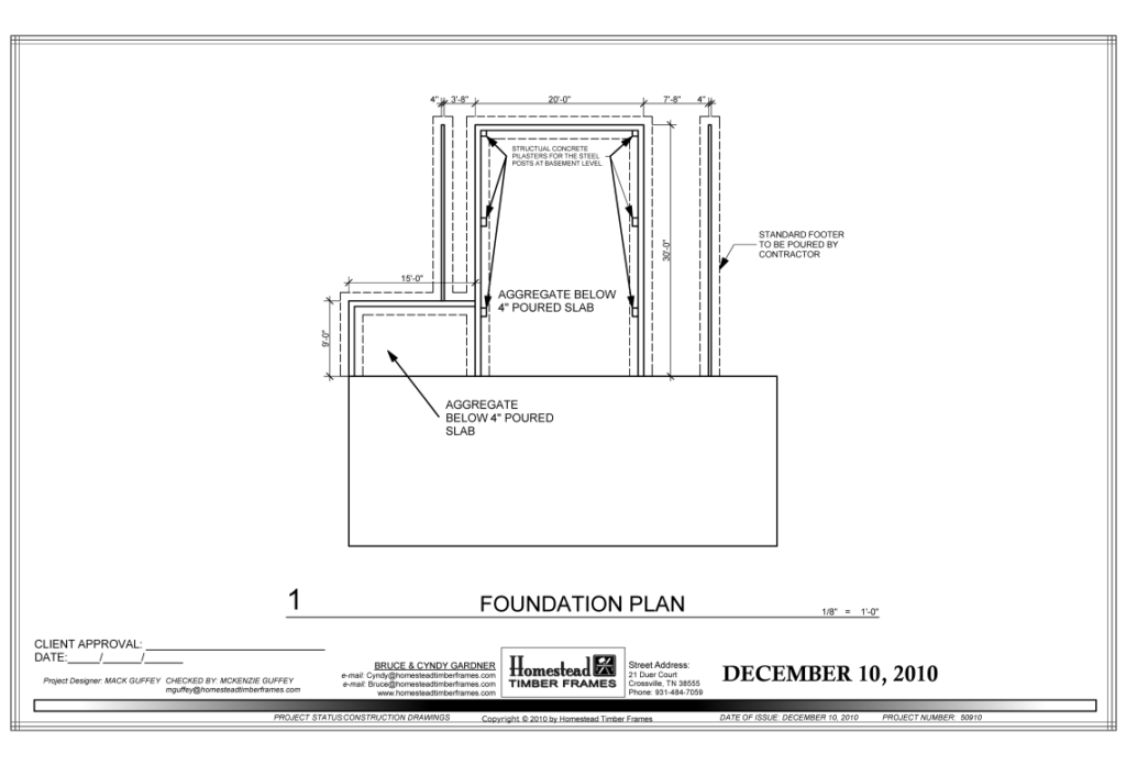 foundation plan for custom timber frame build of house