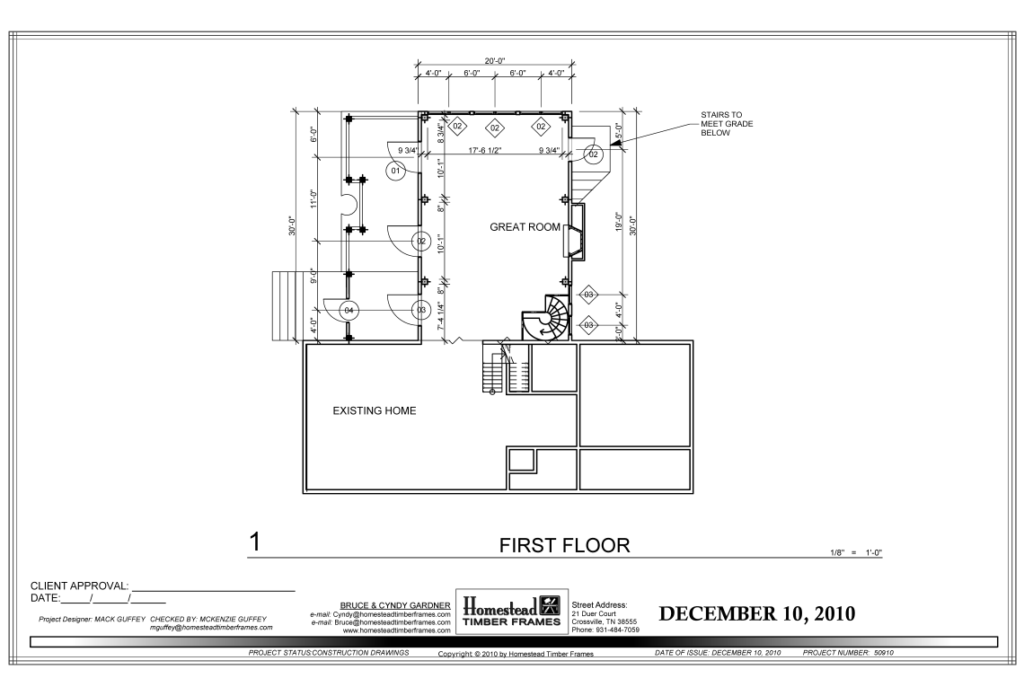 first floor elevation plan for custom timber frame home