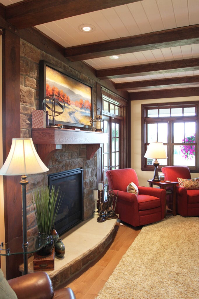 Timber Frame Home fireplace